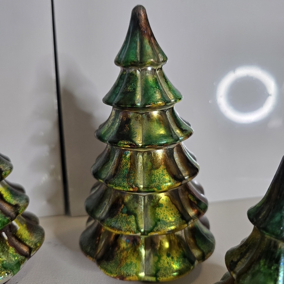 4 HANDCRAFTED Upcycled Green Brown Holiday Trees HANDPAINTED Tabletop Art Decor - Picture 10 of 15